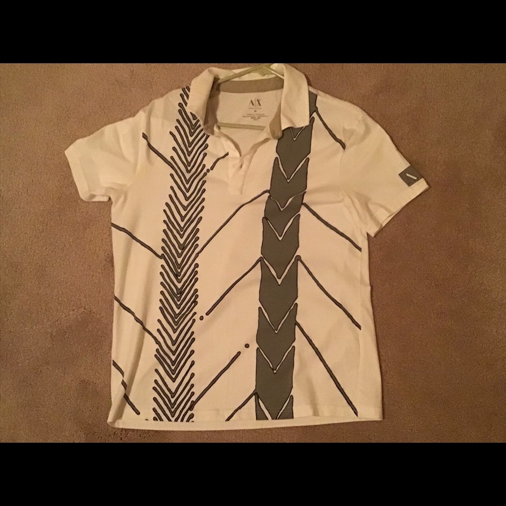 Men’s white Armani exchange causal button up shirt